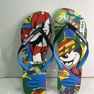 Disney Park Havaianas Colorful Mickey Mouse‎ Flip Flop Sandals Men size 13US
